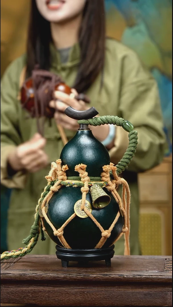 YU050复古网兜款天然酒葫芦（一物一拍）