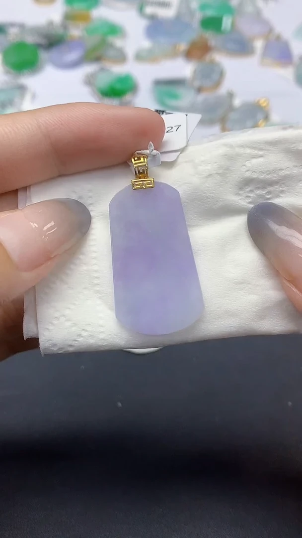 翡翠18K金镶嵌颈饰 天然缅甸a货翡翠