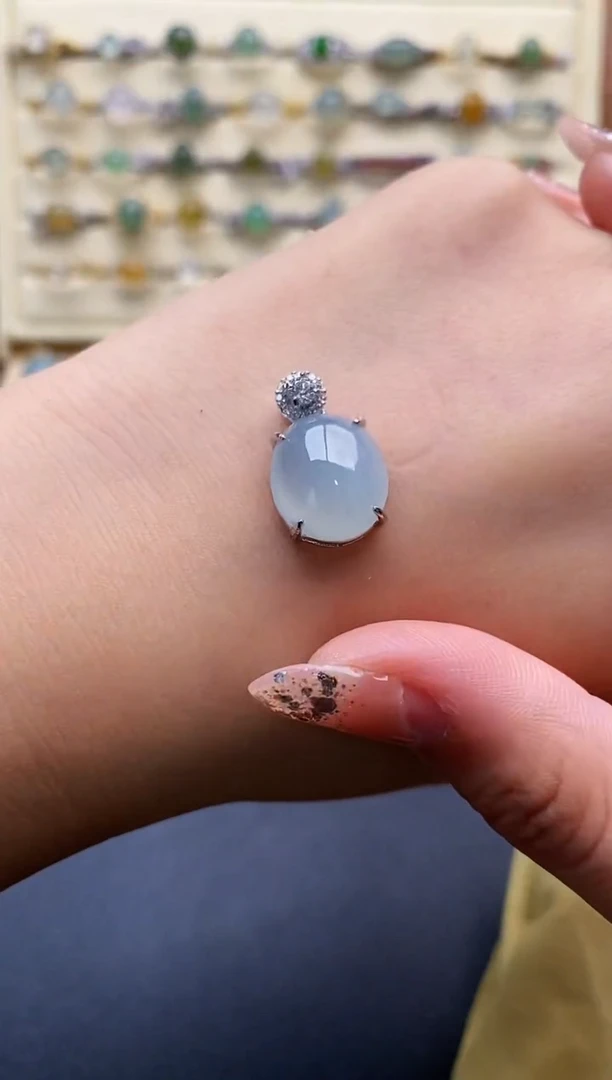 银S925镶嵌戒指翡翠444444+6