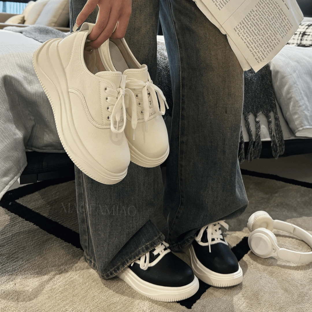 小发喵休闲百搭ol圆头系带时尚休闲鞋