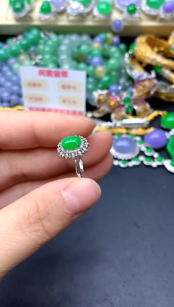 18K金镶嵌戒指翡翠451-中国好珍宝