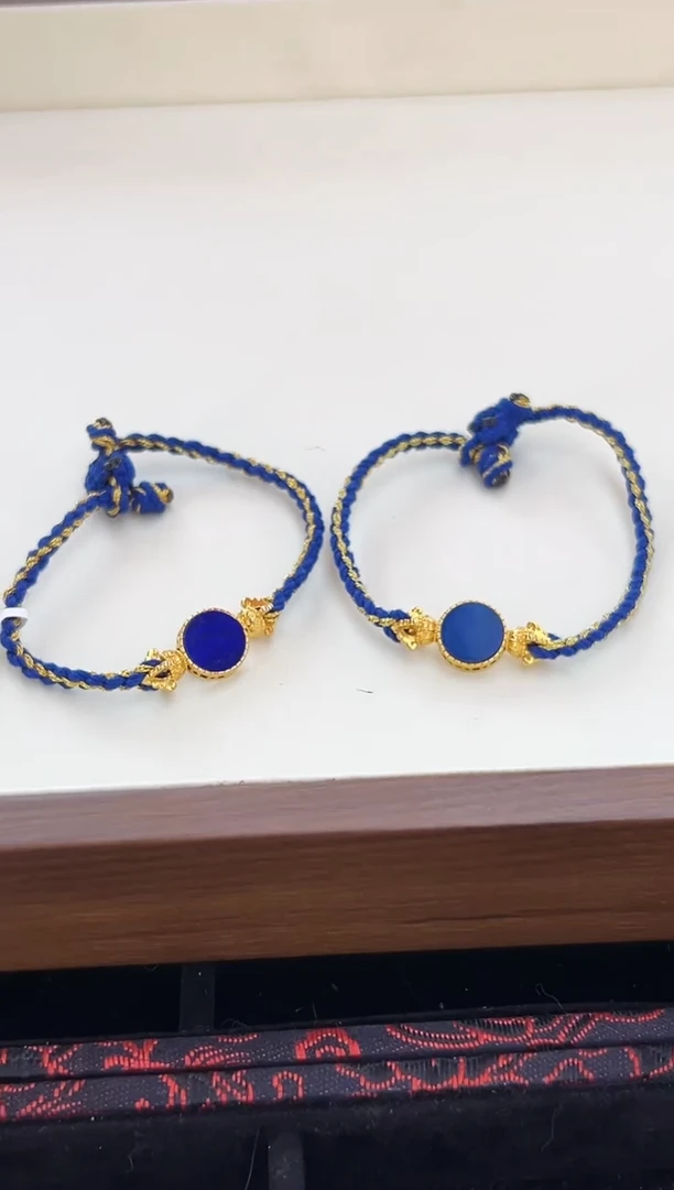 18K金镶嵌手绳玛瑙/玉髓青金项链