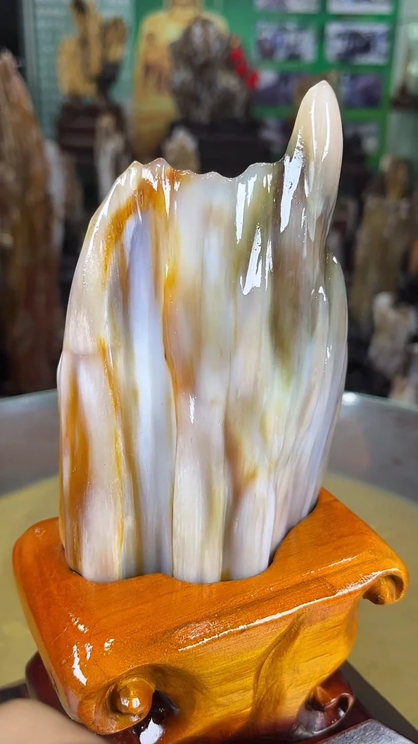 缅甸天然树化玉摆件