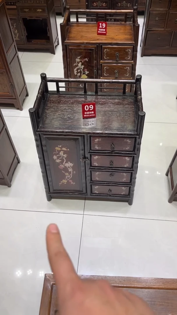 【闪购商品】木喜鹊登梅竹节茶水柜