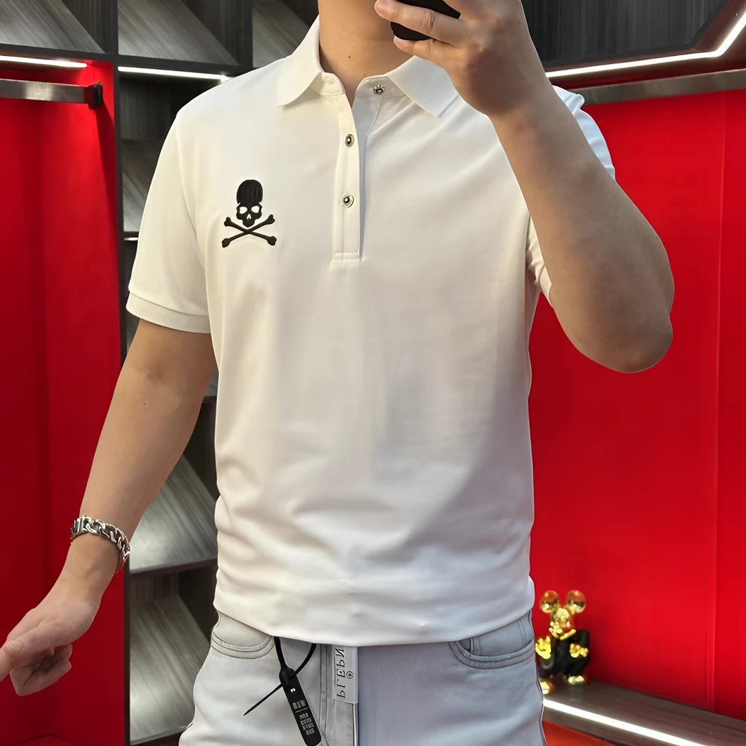 PP正品25新款潮牌丝光珠地棉高品质欧货小骷髅头刺绣POLO衫256819