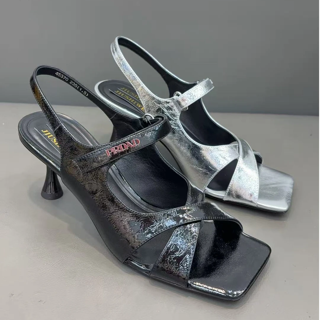 欧洲站夏季女鞋子法式时装凉鞋高跟时装凉鞋