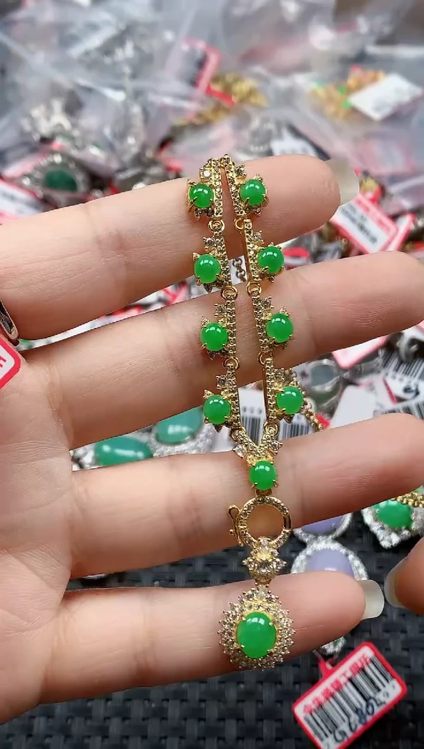 银S925镶嵌戒指翡翠天然A货缅甸翡翠