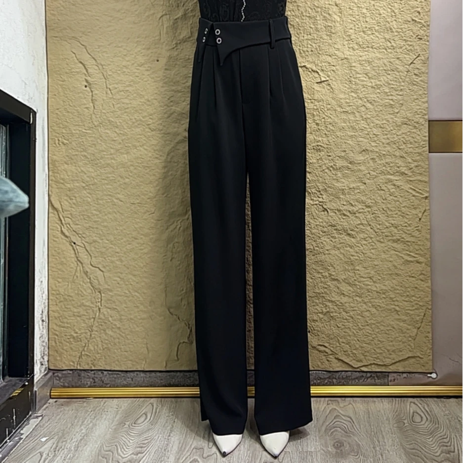 欢舞阁摩登舞裤吉特巴广场舞裤进口料百搭女士气质口袋裤B0276