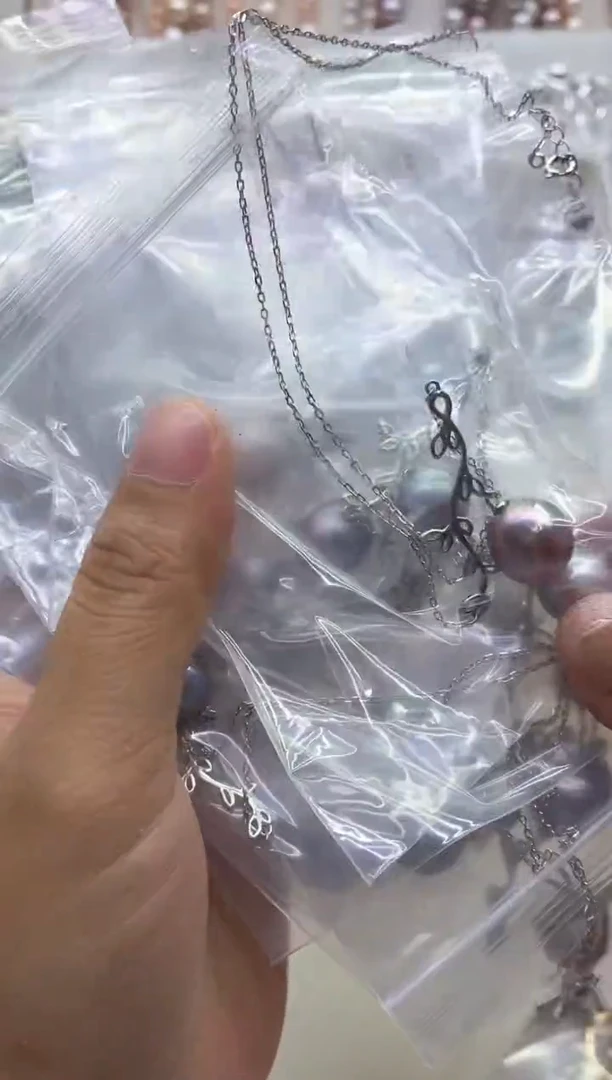 淡水珍珠银S925镶嵌套链多样性发其一，非无暇