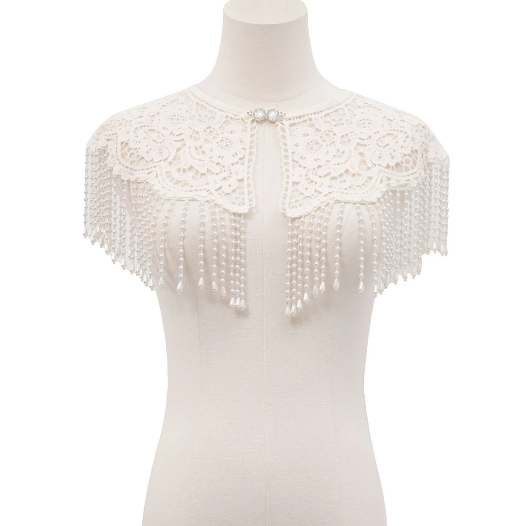 四美子【玉婉】新中式气质优雅百搭重工珍珠流苏装饰云肩披肩