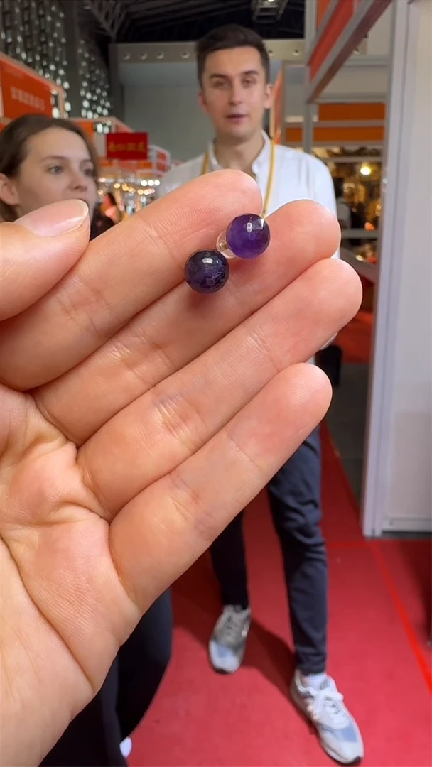 水晶耳饰未镶嵌上海珠宝展假一罚十