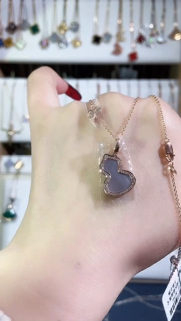 【闪购商品】钻石套链18K金镶嵌钻石K玫白葫芦