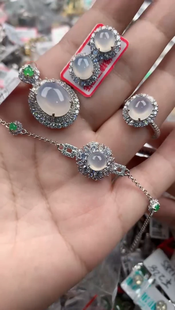 银S925镶嵌戒指翡翠13   6