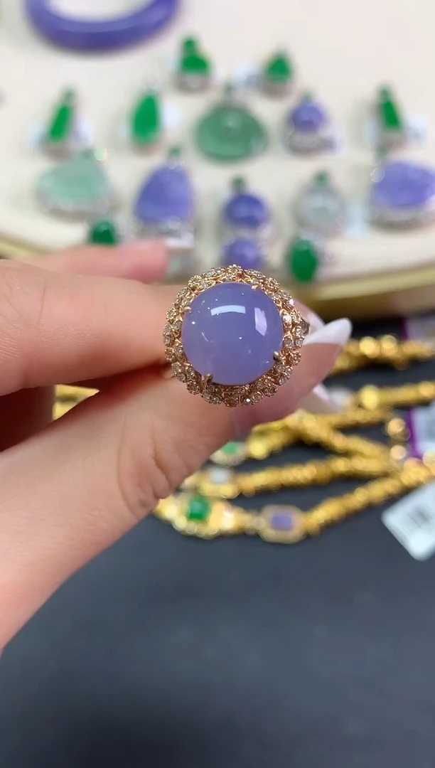 18K金镶嵌戒指翡翠戒指|13800