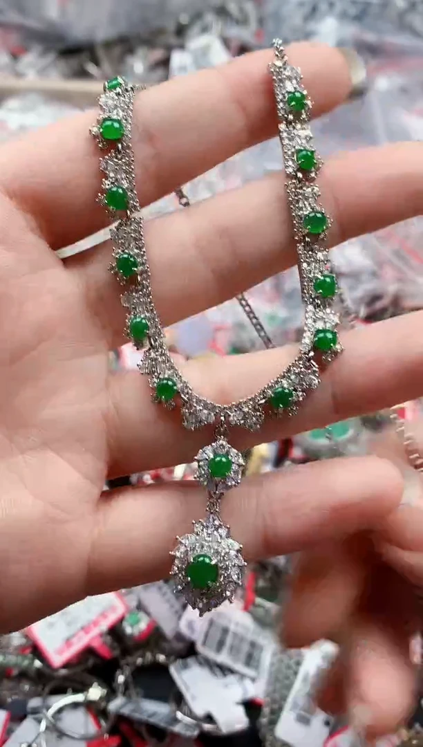 银S925镶嵌戒指翡翠天然A货缅甸翡翠