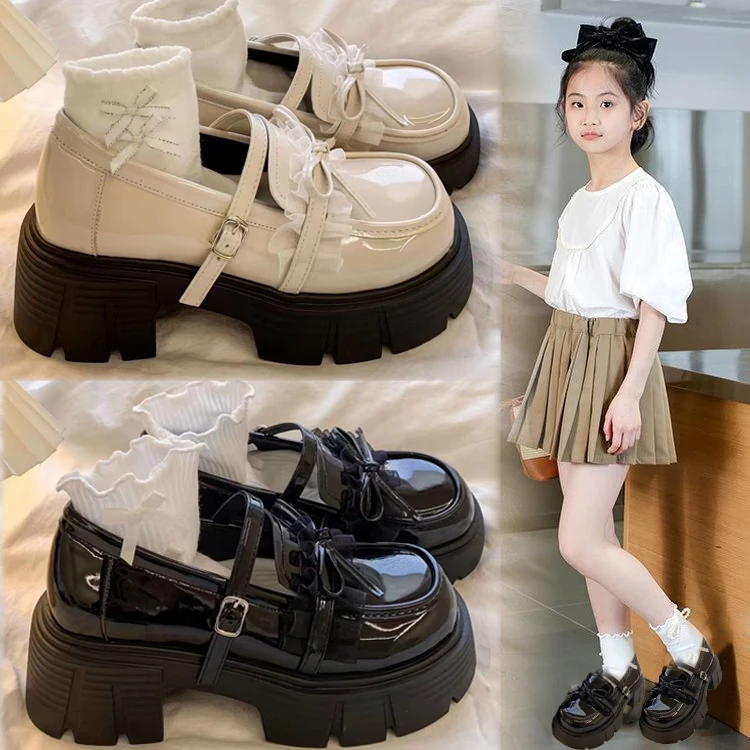 ABC法式厚底粗高跟玛丽珍单鞋女2025秋季新款甜美英伦风女童鞋子