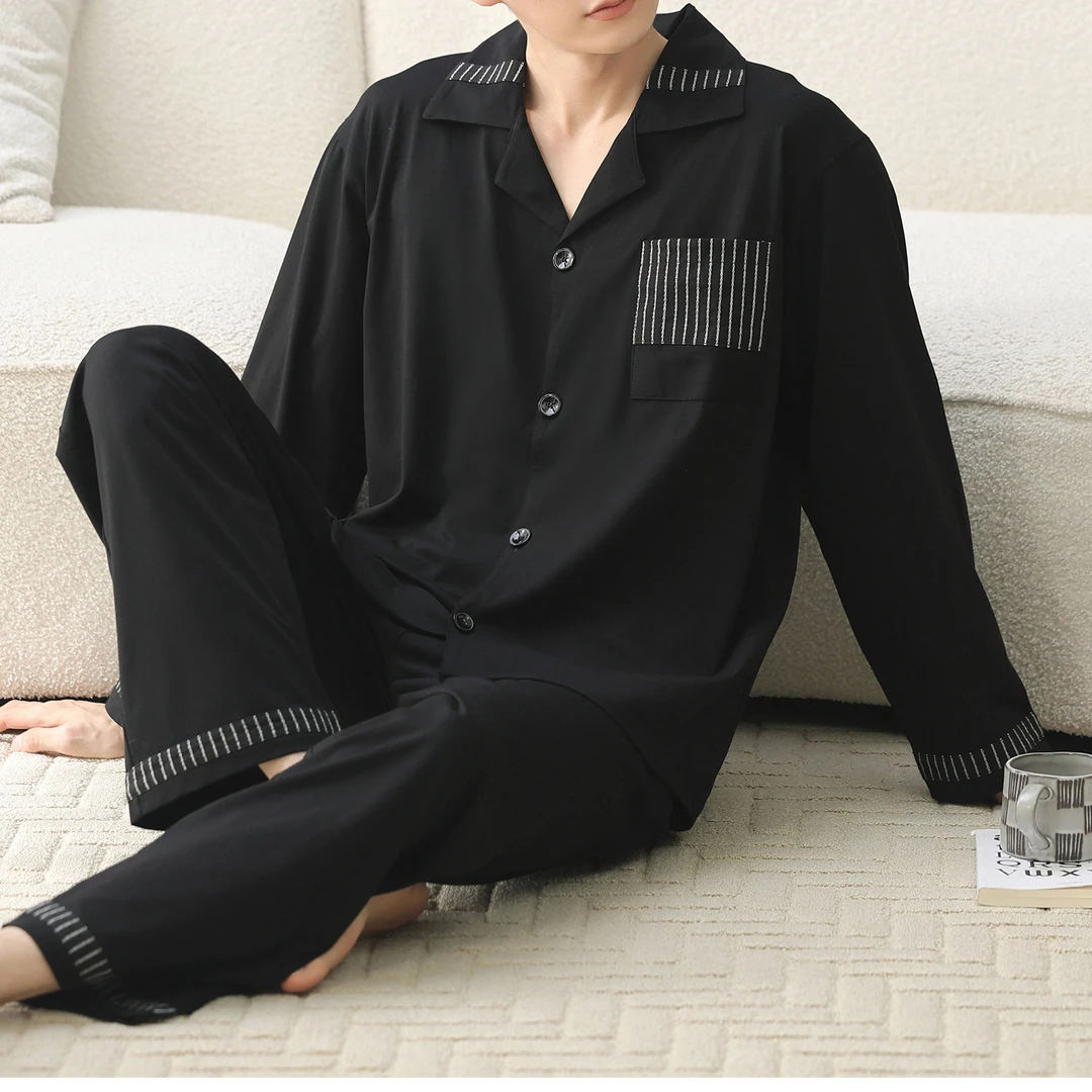 贾鲁萨加高端时尚秋季男士莫代尔柔软舒适家居服休闲长袖睡衣套装