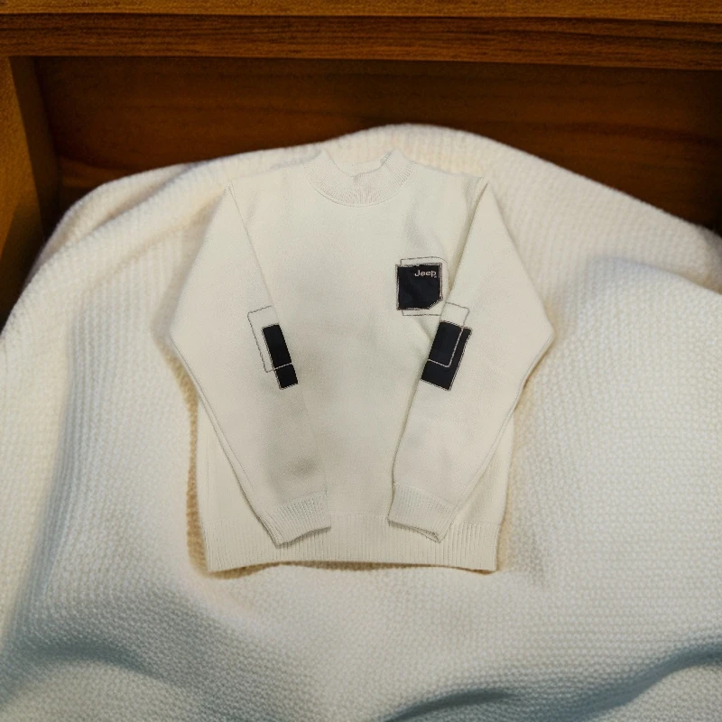 067刺绣加绒加厚毛衣时尚圆领秋冬圆领不起球长袖厚款