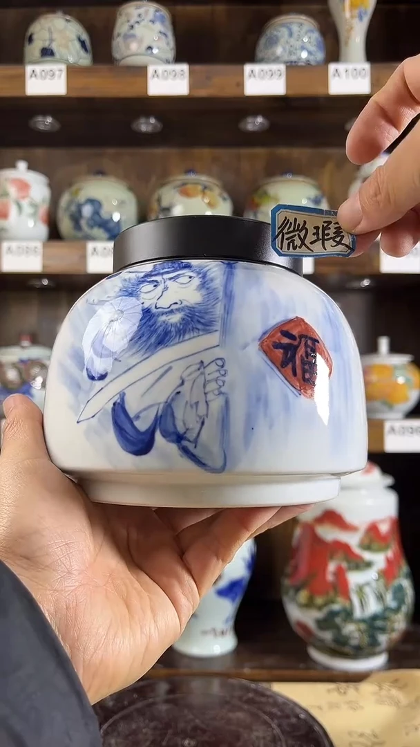 【闪购商品】纯手工手绘钟馗3储物罐