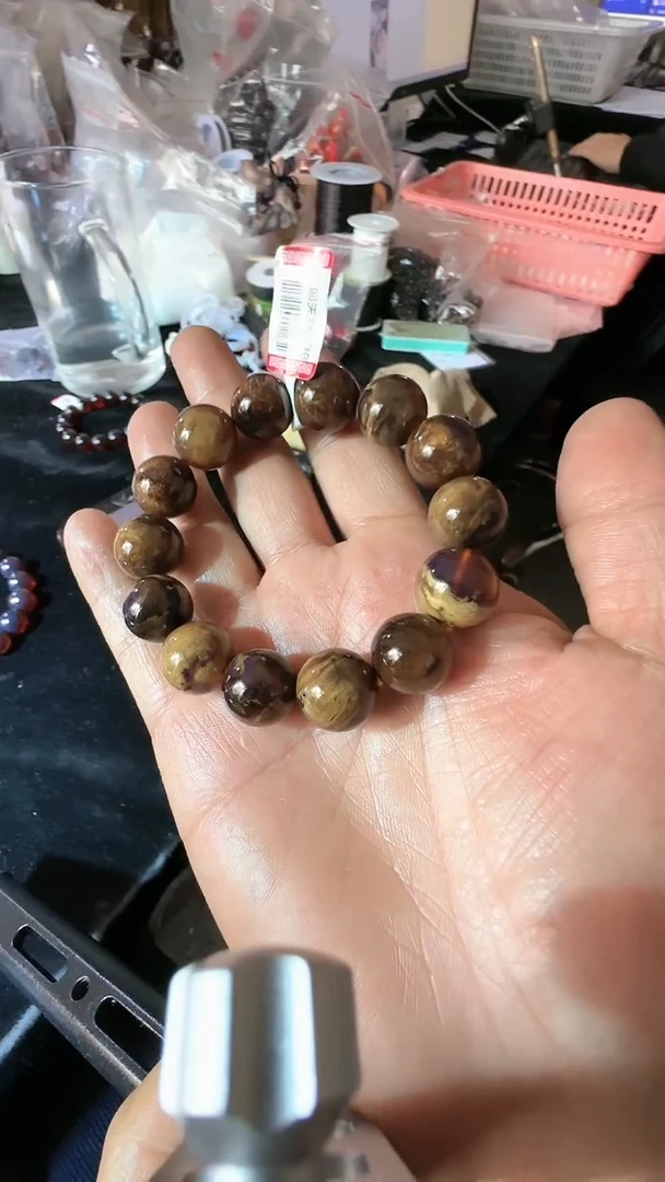 【闪购商品】琥珀手链未镶嵌规格15溶洞蜜手串#126