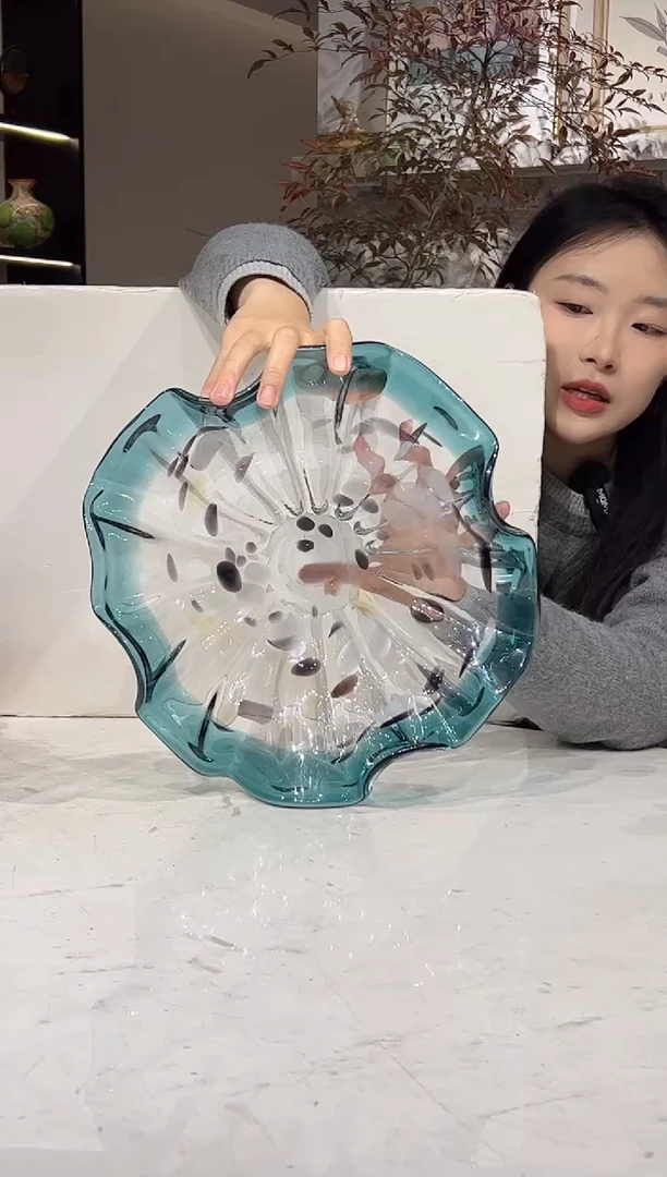 【闪购商品】琉璃蓝色荷叶小果盘