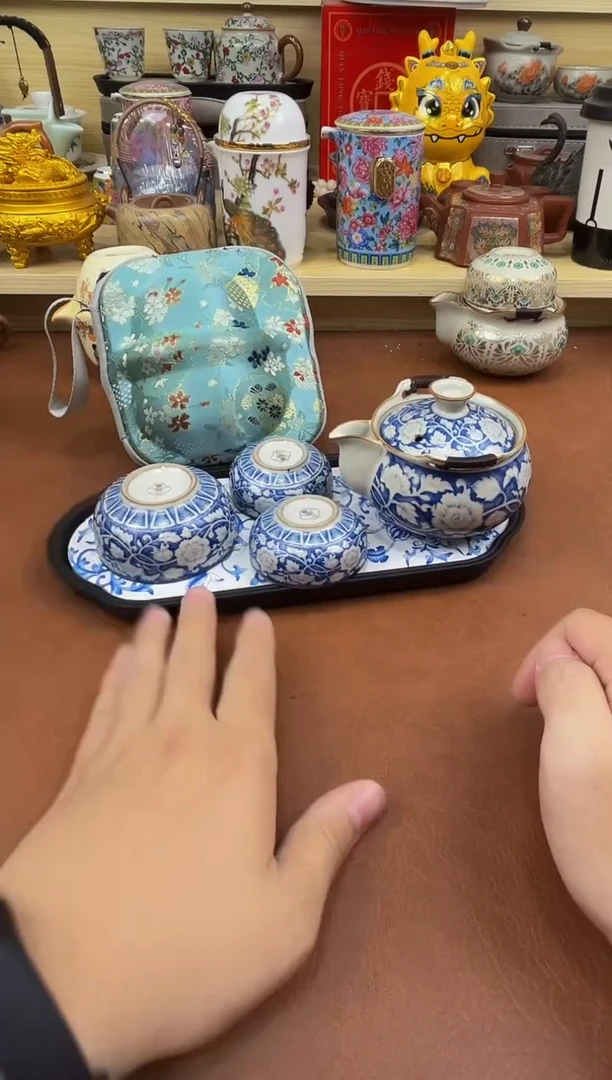 陶瓷茶具摆件旅行套组