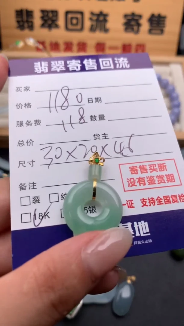 翡翠18K金镶嵌颈饰10133858