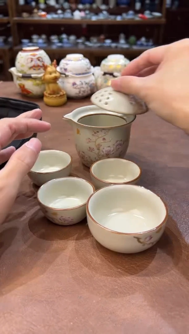 真的很便宜超好看会开片的旅行茶具