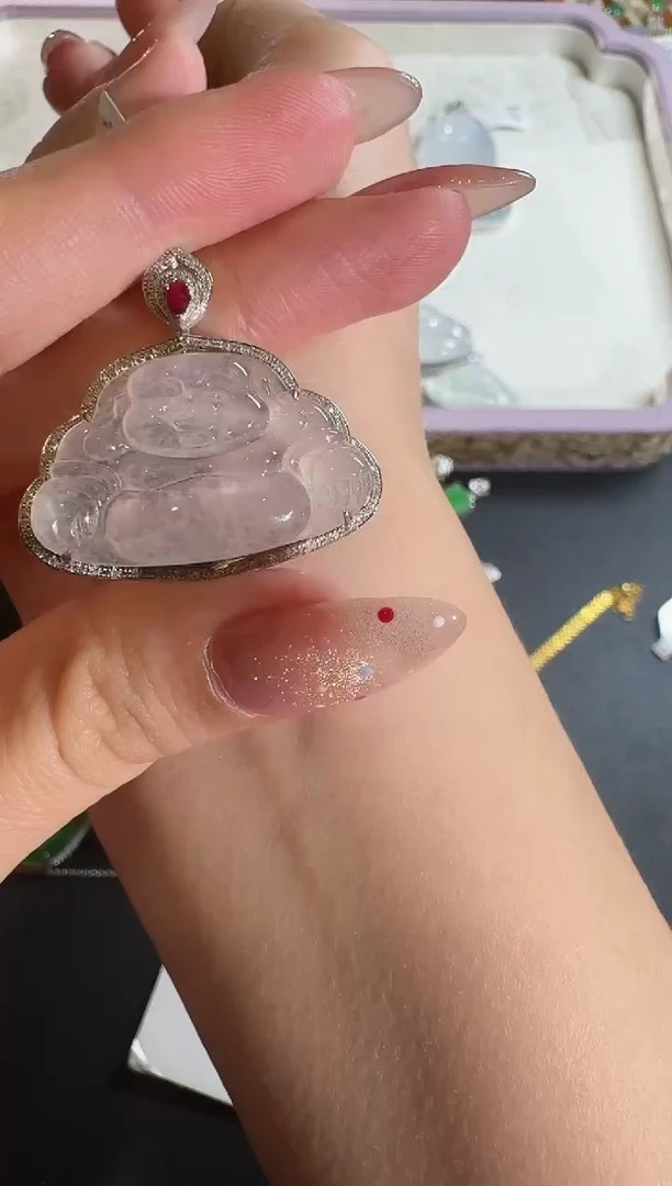 【闪购商品】翡翠吊坠(不含链)18K金镶嵌【源头工厂】宝石钻石镶嵌