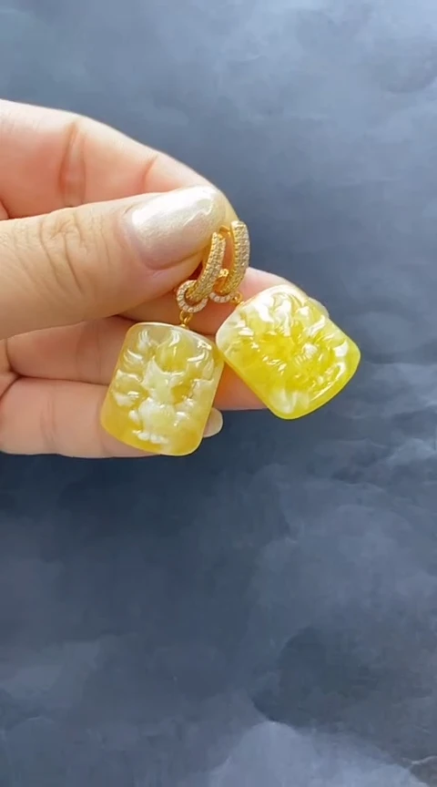 未镶嵌琥珀裸石琥珀耳坠