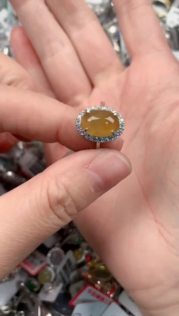 银S925镶嵌戒指翡翠16-16-16      5