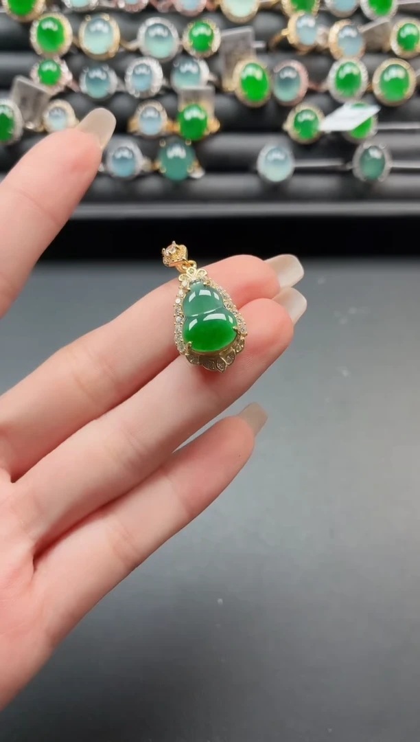 银S925镶嵌戒指翡翠1