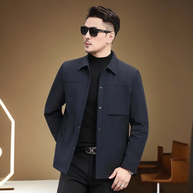 BOTEMER/比提米尔男士翻领鹅绒服冬季商务休闲夹克羽绒服轻薄外套