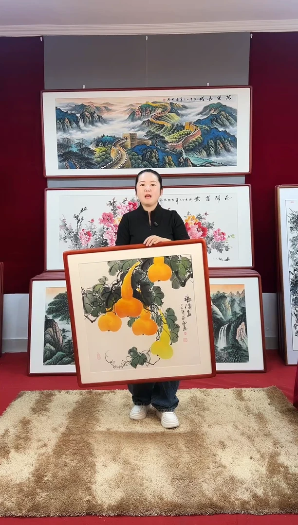 国画手绘葫芦83*83尺寸