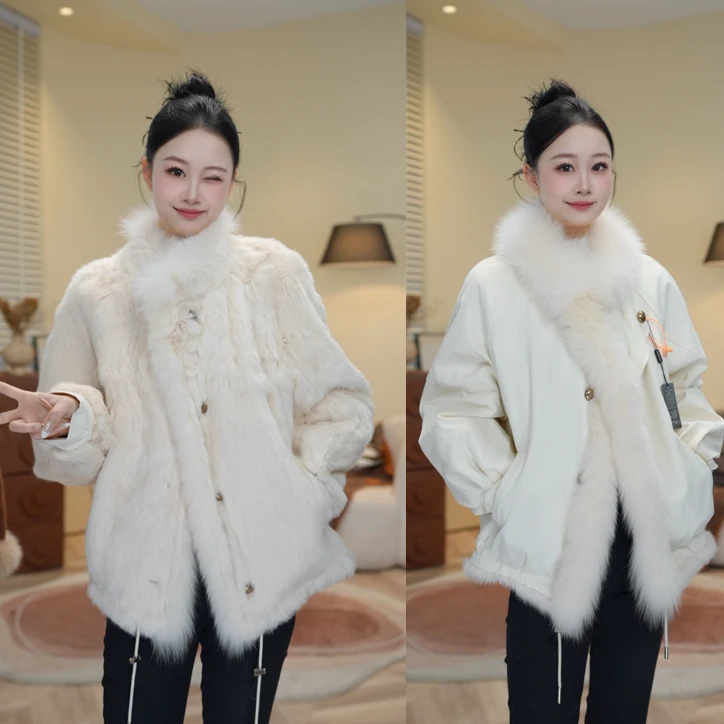 外套女秋冬-2025爆款网红毛毛外套洋气破破-1219-1