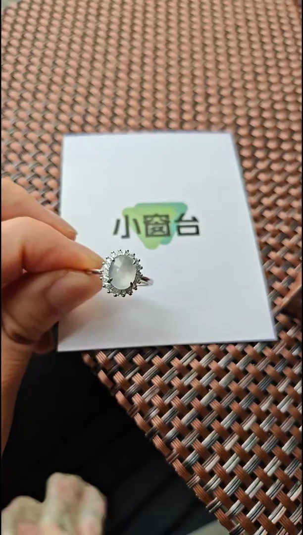 【闪购商品】翡翠戒指银S925镶嵌翡翠戒指S925银镶嵌