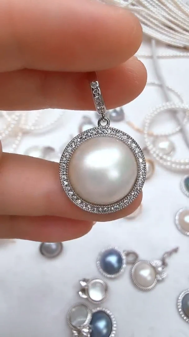 合金拼合珍珠（马贝珠）颈饰银色太阳花