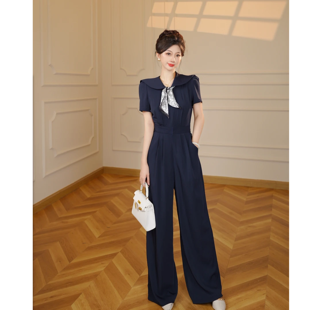 【张小小】【送丝巾】女神范连体裤2025夏季新款收腰显瘦连体衣D2951