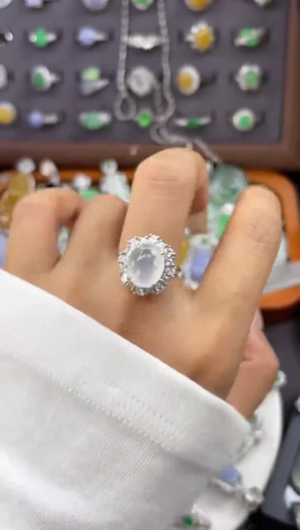 银S925镶嵌戒指翡翠戒指