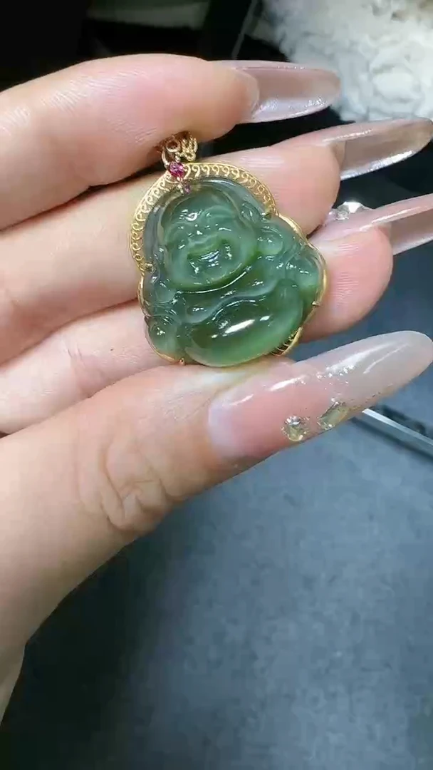 【闪购商品】和田玉挂件18K金镶嵌1