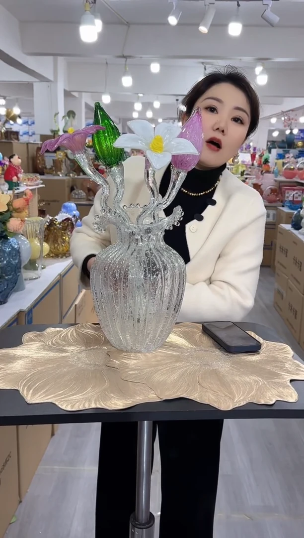 【闪购商品】琉璃泰新花器L-90晚-夜光芬顿花瓶