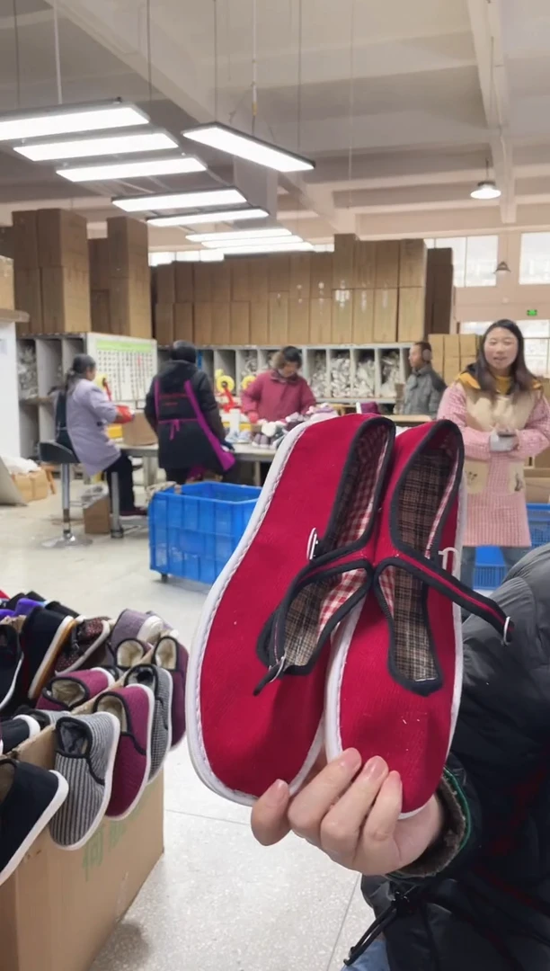 处理酒红方口棉麻单鞋40码