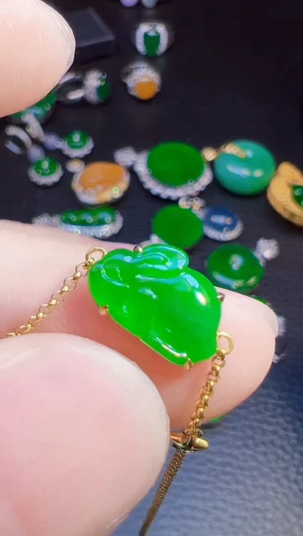 18K金镶嵌手链翡翠@***人翡翠