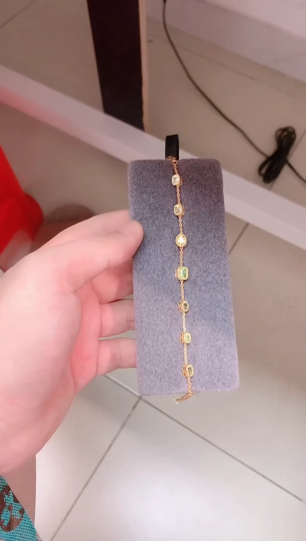 银S925镶嵌手链金绿宝石艾***艾539天然金绿宝石s925镶嵌手链