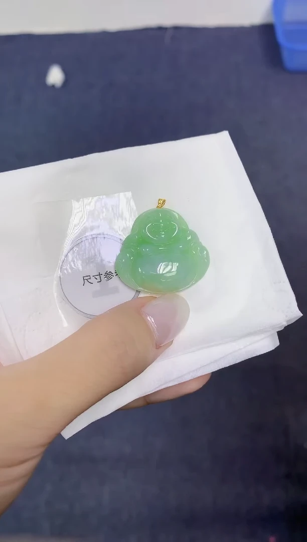 颈饰18K金镶嵌翡翠天然缅甸翡翠A货百元以上9元证书费自理