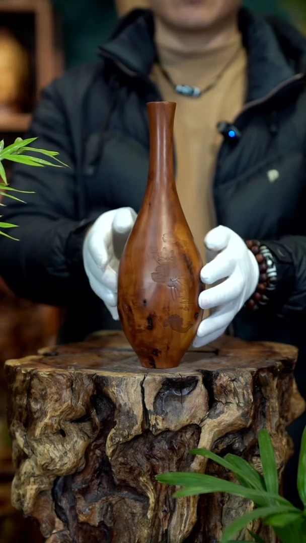 木雷击枣木富贵瓶