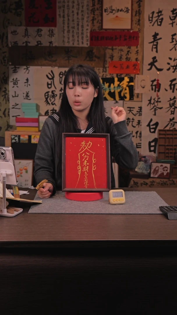 【闪购商品】国画137 八方来财 10寸 手写 亚克力