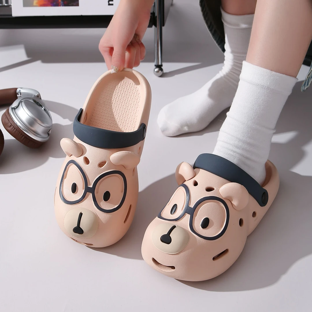 EVA防滑网红卡通洞洞鞋女百搭软底少女心可爱大眼睛夏季包头外穿