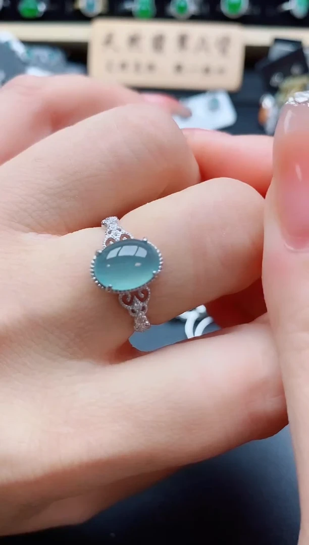 银S925镶嵌戒指翡翠1