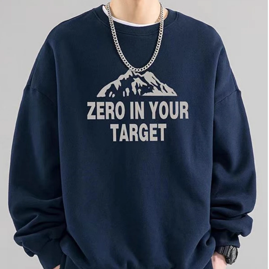 潮流复古港风重磅圆领印花卫衣男装秋冬加绒宽松痞帅潮牌休闲上衣